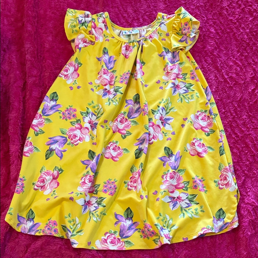 Dot Dot Smile Yellow Floral Kids Dress swing and cool style
